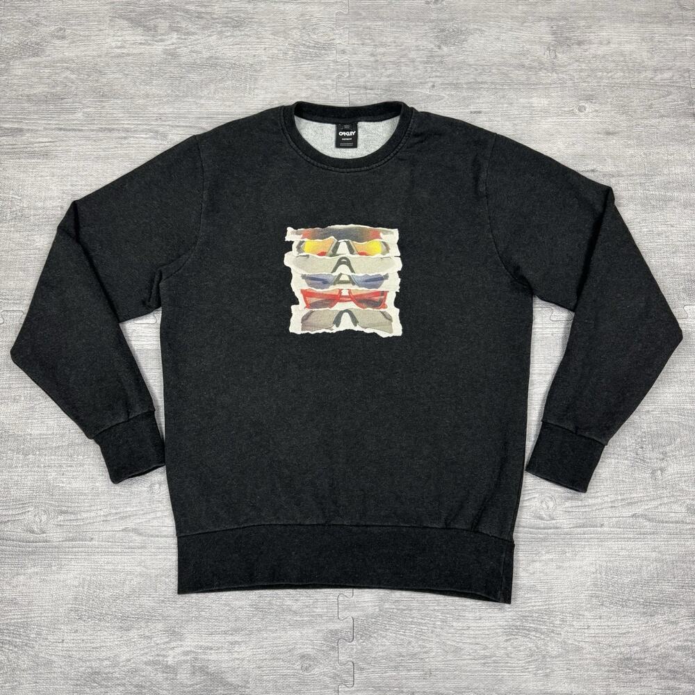 Oakley Men's Size Large (M) Gray Sunglass Print Crewneck Sweatshirt $80 #472572